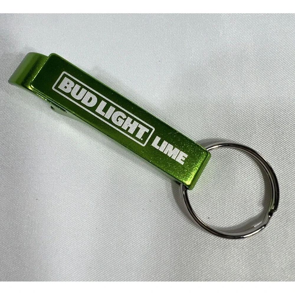Bud Light Lime Bottle Opener Keychain Set of 2 Green Metallic Aluminum New